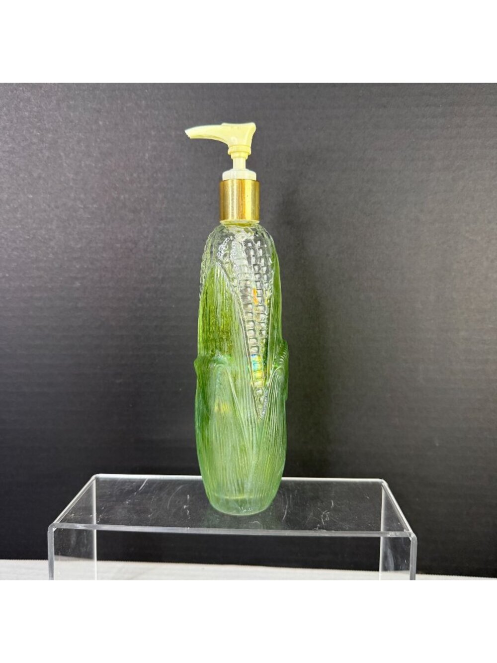 Vintage Avon Gold Harvest Corn Cob Glass Dispenser With Pump
